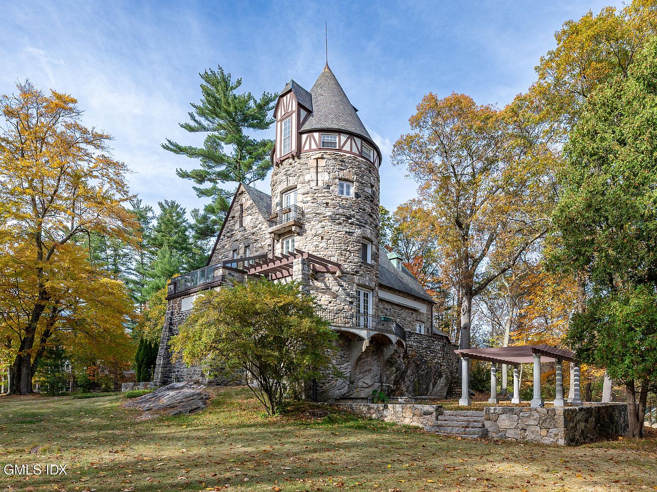 $2M French Normandy Manor in Stamford, Connecticut, Featuring a Soaring Great Hall, Juliet Balcony, and Three Acres of Lush Grounds