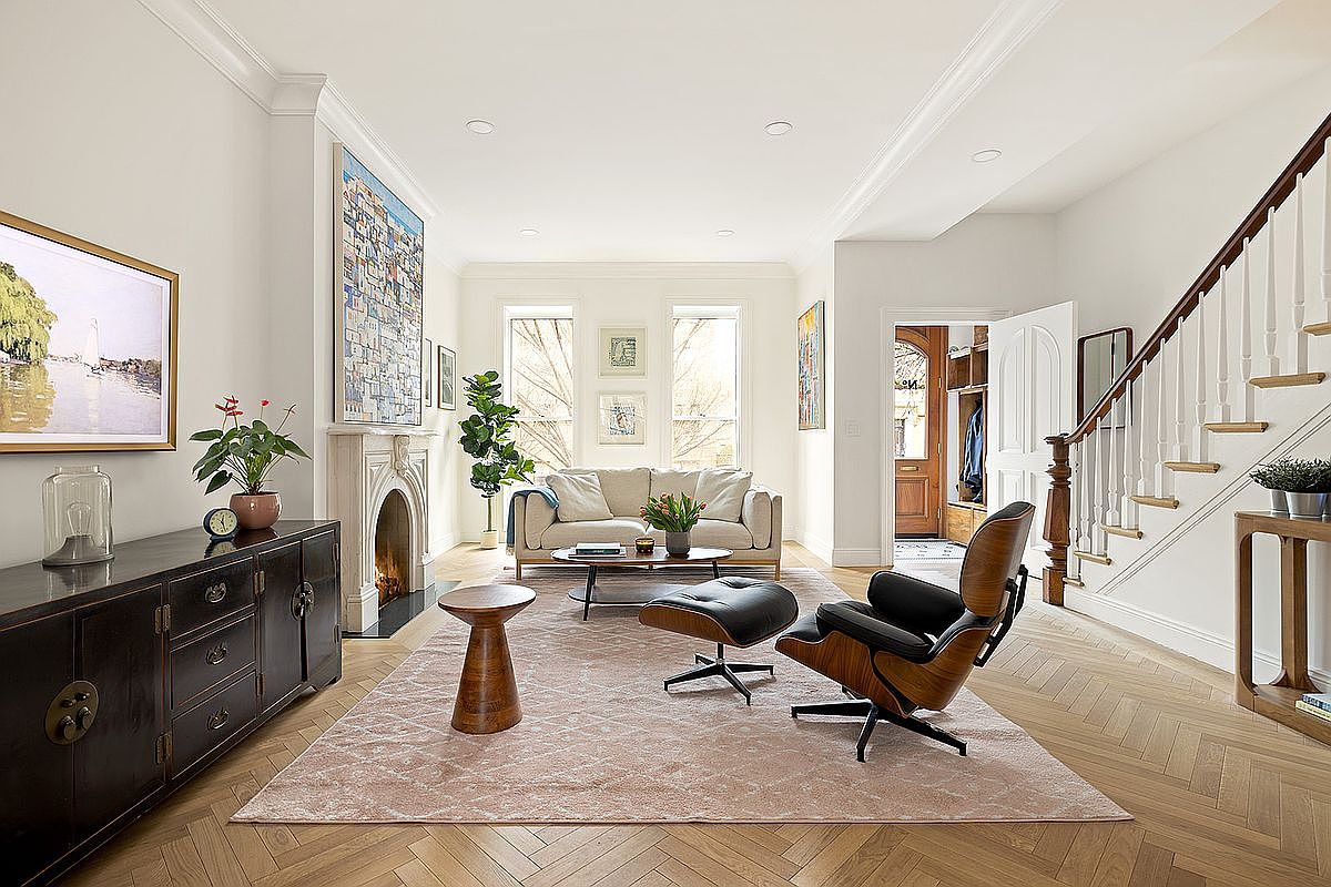 1901 Townhouse in Brooklyn, New York, Featuring Herringbone Flooring, Expansive Private Garden, and an Income-Producing Apartment