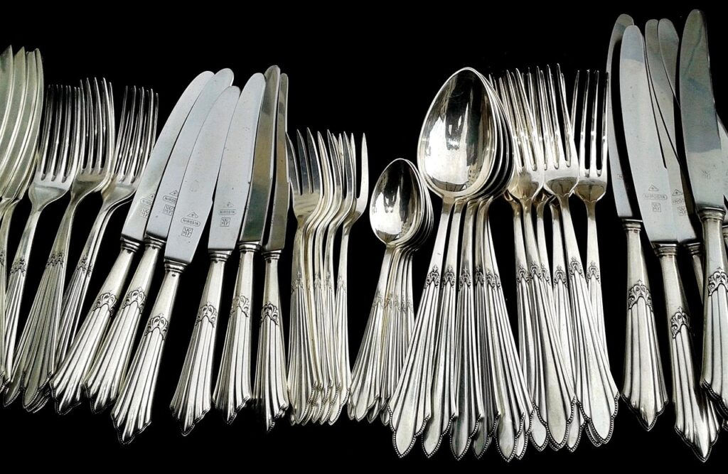 Antique metal utensils and pewter pieces
