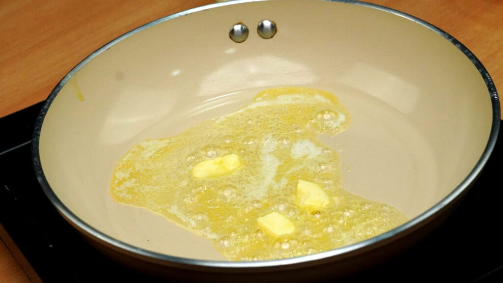 Butter melting in a skillet