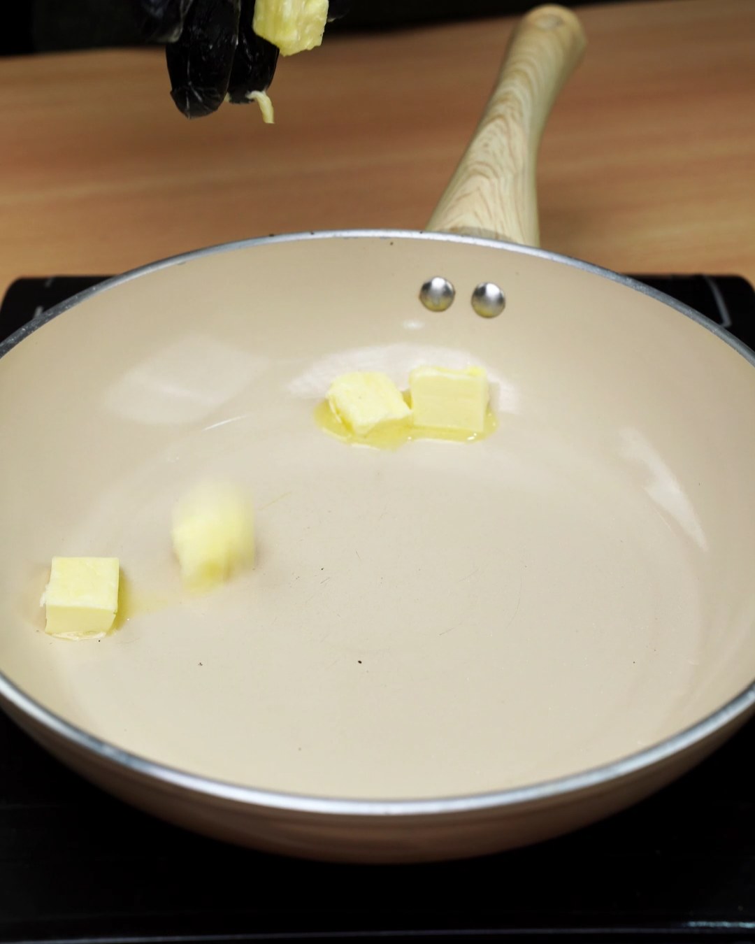 Butter melting in a skillet