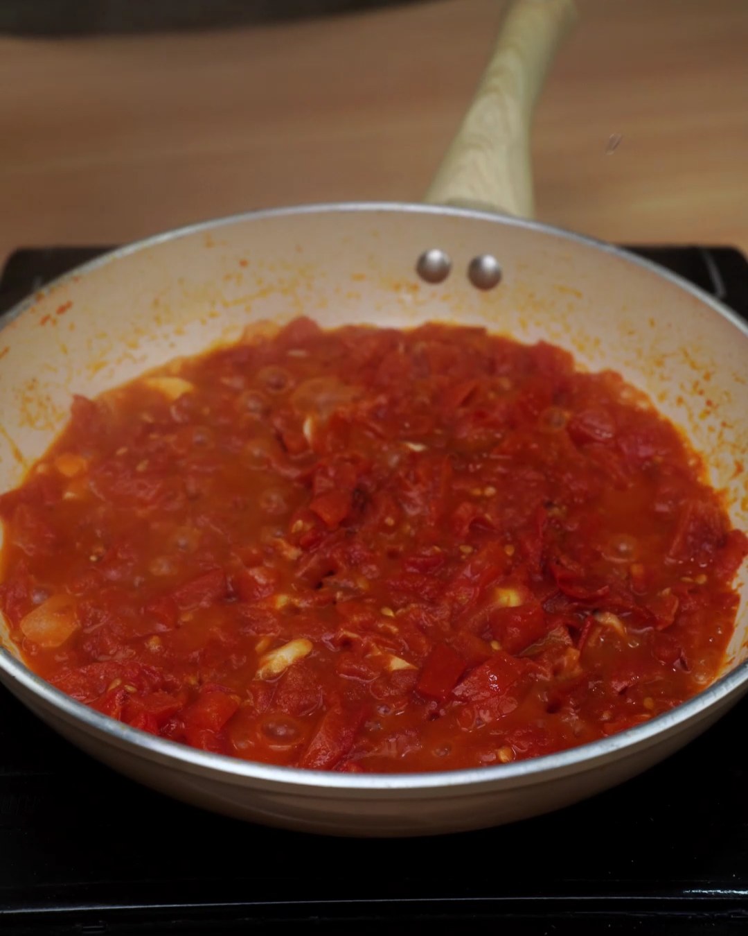 Tomatoes cooked down into a thick sauce