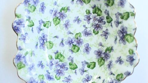 Image for Hand Painted Candy Dish/Violet Flowers