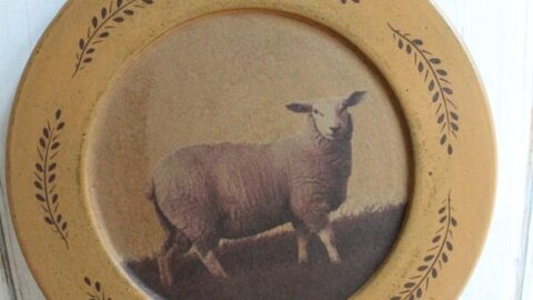 Image for Raised Back Wood Sheep Plate